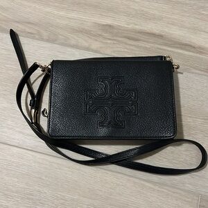 Black Tory Burch Harper Flat Crossbody Purse